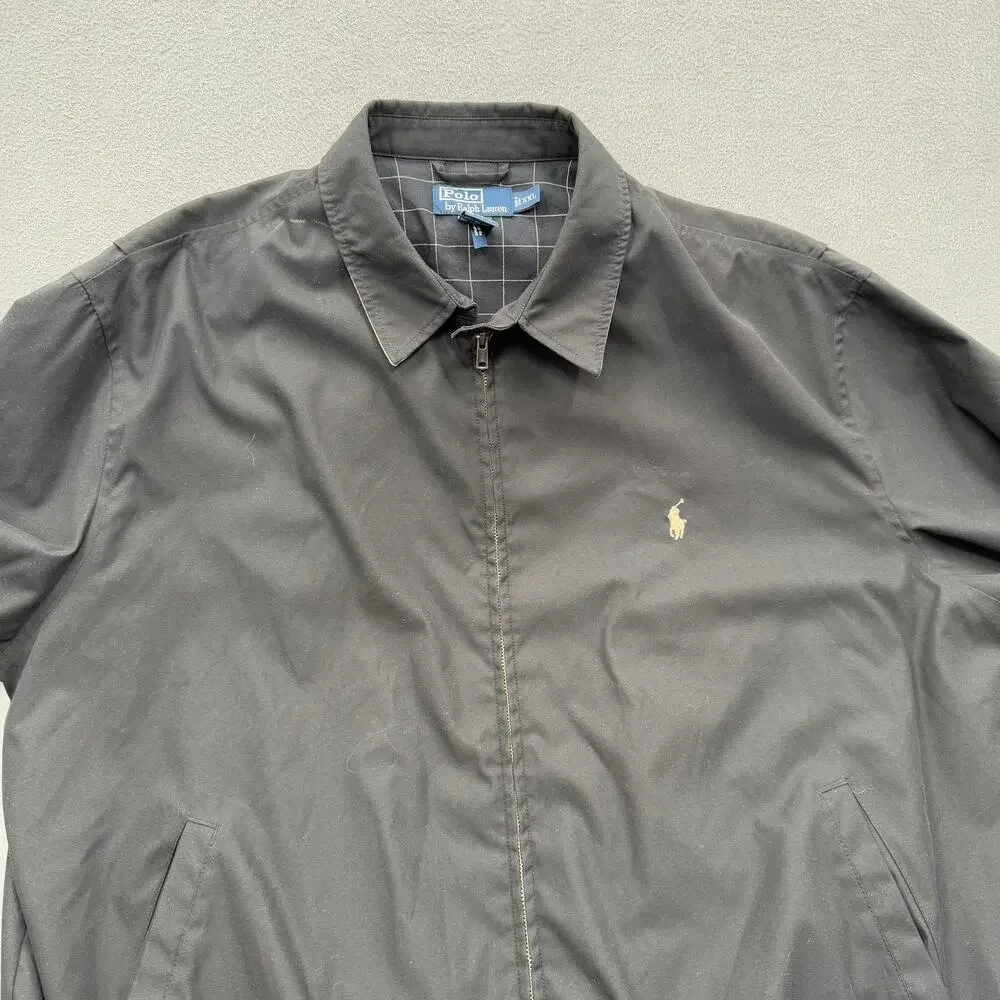 Polo Ralph Lauren Jacket Mens 2XL XXL Black Harrington Windbreaker Pony Logo‎